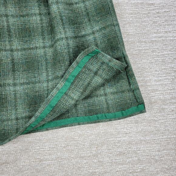Vintage Handmade Wool Skirt Suit Green Plaid 2 Piece Set Elastic Waist Pockets - Picture 7 of 15